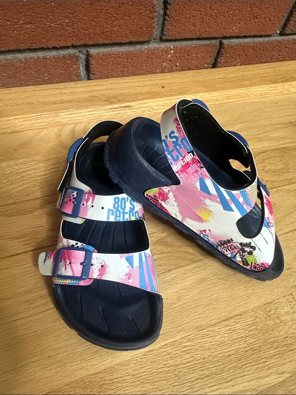 Kids Birkinstock Multicolor Retro Print Adjustable Sandals size EU 30 12/12.5 US